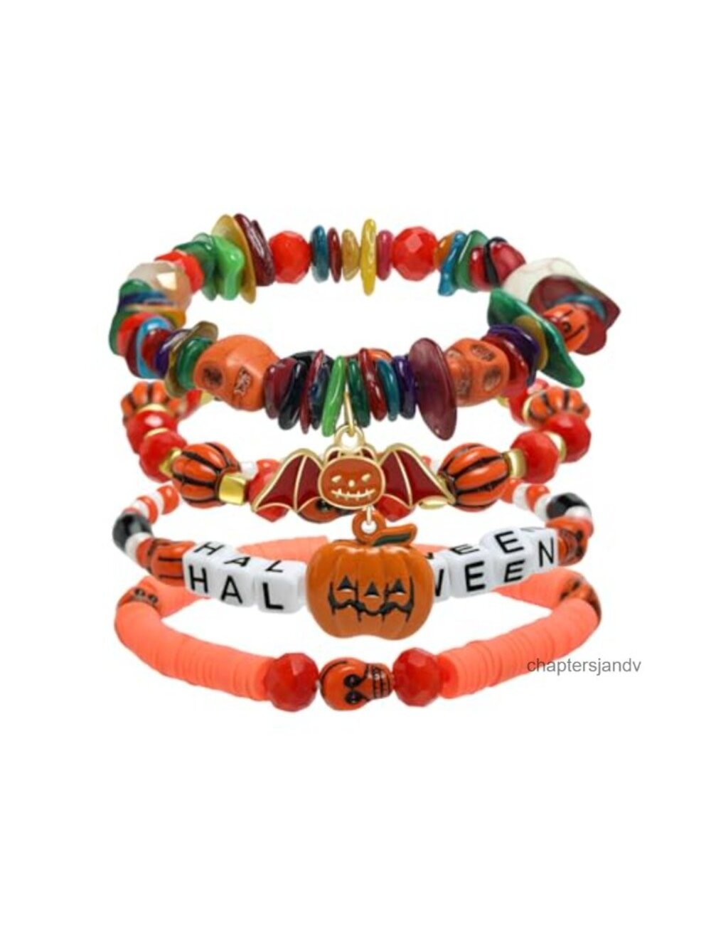 Halloween Stretch Bracelet Set 4pc Charm Stackable Party Gift